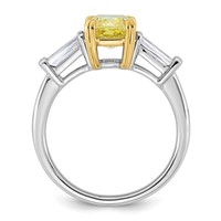 Emma Grace 14K Two-Tone 2.75 Carat Certified Lab Grown Diamond VS+ Radiant Vivid Yellow & VS+ F+ Baguette Complete Ring view 2