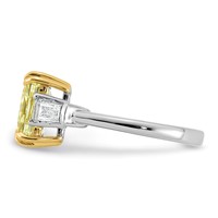 Emma Grace 14K Two-Tone 3.33 Carat Certified Lab Grown Diamond VS+ Radiant Vivid Yellow & VS+ F+ Baguette Complete Ring view 3