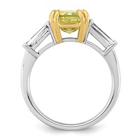 Emma Grace 14K Two-Tone 3.88 Carat Certified Lab Grown Diamond VS+ Radiant Vivid Yellow & VS+ F+ Baguette Complete Ring view 2