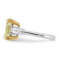 Emma Grace 14K Two-Tone 3.88 Carat Certified Lab Grown Diamond VS+ Radiant Vivid Yellow & VS+ F+ Baguette Complete Ring view 3