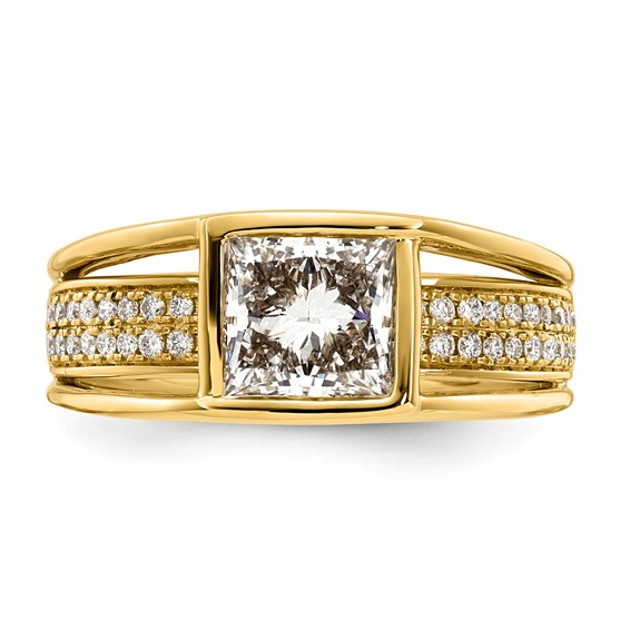 14ky 1 3/4ct Cert Princess Lab Grown Dia VS+ F+ Comp Ring