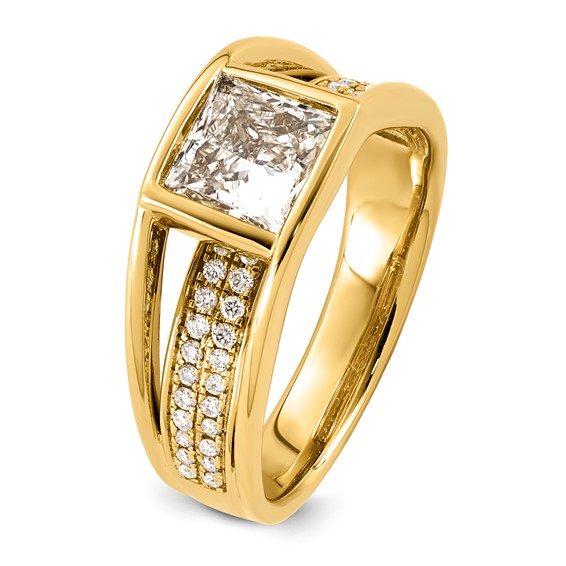 14ky 1 3/4ct Cert Princess Lab Grown Dia VS+ F+ Comp Ring