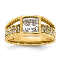 14K Yellow Gold 1.75ct Cert Princess Lab Grown Dia VS+ F+ Comp Ring view 1