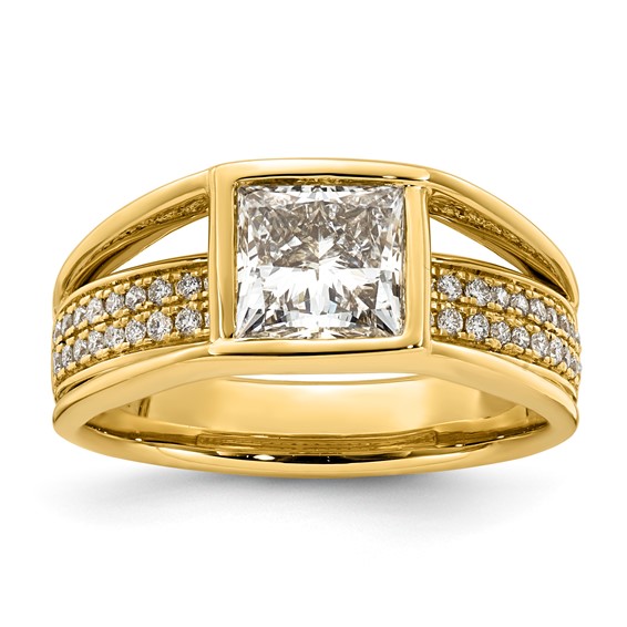 14ky 1 3/4ct Cert Princess Lab Grown Dia VS+ F+ Comp Ring