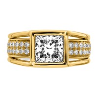 14K Yellow Gold 2.50ct Cert Princess Lab Grown Dia VS+ F+ Comp Ring view 4