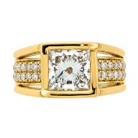 14K Yellow Gold 3ct Cert Princess Lab Grown Dia VS+ F+ Comp Ring view 5