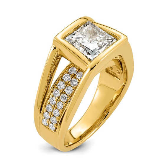 14ky 3ct Cert Princess Lab Grown Dia VS+ F+ Comp Ring