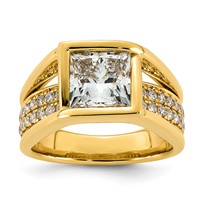 14K Yellow Gold 3ct Cert Princess Lab Grown Dia VS+ F+ Comp Ring view 1