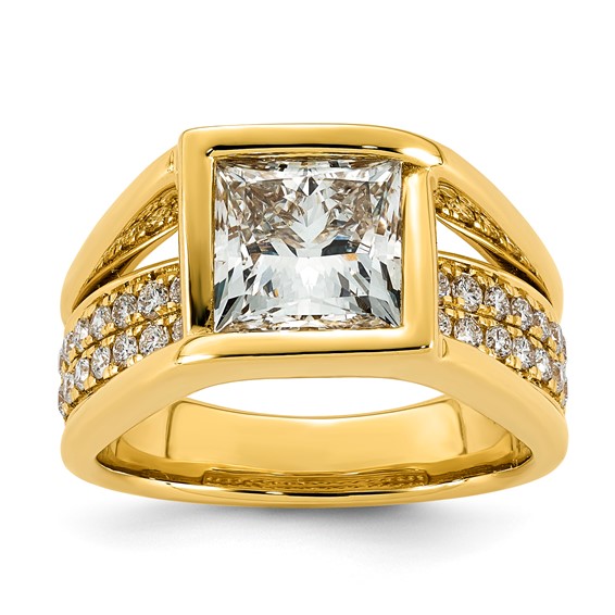 14ky 3ct Cert Princess Lab Grown Dia VS+ F+ Comp Ring