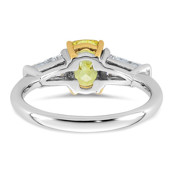 Emma Grace 14K Two-Tone 2 1/2 carat Certified Lab Grown Diamond VS+ Long Cushion Vivid Yellow & VS+ F+ Baguette Complete Ring