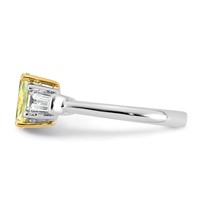 Emma Grace 14K Two-Tone 2.25 Carat Certified Lab Grown Diamond VS+ Long Cushion Vivid Yellow & VS+ F+ Baguette Complete Ring view 3