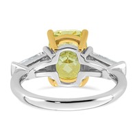 Emma Grace 14K Two-Tone 4.62 Carat Certified Lab Grown Diamond VS+ Long Cushion Vivid Yellow & VS+ F+ Baguette Complete Ring view 5