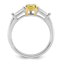 Emma Grace 14K Two-Tone 1.62 Carat Certified Lab Grown Diamond VS+ Pear Vivid Yellow & VS+ F+ Baguette Complete Ring view 2