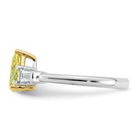 Emma Grace 14K Two-Tone 1.62 Carat Certified Lab Grown Diamond VS+ Pear Vivid Yellow & VS+ F+ Baguette Complete Ring view 3