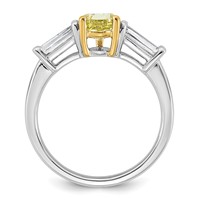 Emma Grace 14K Two-Tone 2.25 Carat Certified Lab Grown Diamond VS+ Pear Vivid Yellow & VS+ F+ Baguette Complete Ring view 2