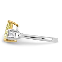 Emma Grace 14K Two-Tone 2.25 Carat Certified Lab Grown Diamond VS+ Pear Vivid Yellow & VS+ F+ Baguette Complete Ring view 3