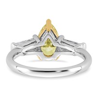 Emma Grace 14K Two-Tone 2.25 Carat Certified Lab Grown Diamond VS+ Pear Vivid Yellow & VS+ F+ Baguette Complete Ring view 5