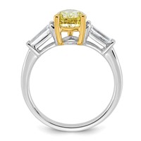 Emma Grace 14K Two-Tone 2.75 Carat Certified Lab Grown Diamond VS+ Pear Vivid Yellow & VS+ F+ Baguette Complete Ring view 2