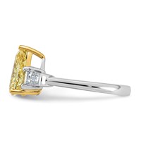 Emma Grace 14K Two-Tone 2.75 Carat Certified Lab Grown Diamond VS+ Pear Vivid Yellow & VS+ F+ Baguette Complete Ring view 3