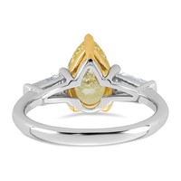 Emma Grace 14K Two-Tone 2.75 Carat Certified Lab Grown Diamond VS+ Pear Vivid Yellow & VS+ F+ Baguette Complete Ring view 5