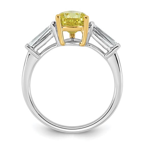 Emma Grace 14K Two-Tone 3 1/2 carat Certified Lab Grown Diamond VS+ Pear Vivid Yellow & VS+ F+ Baguette Complete Ring