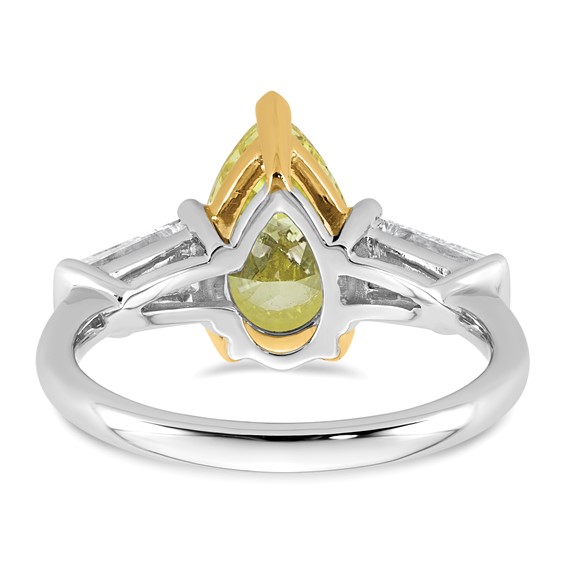 Emma Grace 14K Two-Tone 3 1/2 carat Certified Lab Grown Diamond VS+ Pear Vivid Yellow & VS+ F+ Baguette Complete Ring