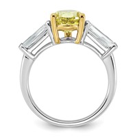 Emma Grace 14K Two-Tone 4.33 Carat Certified Lab Grown Diamond VS+ Pear Vivid Yellow & VS+ F+ Baguette Complete Ring view 2