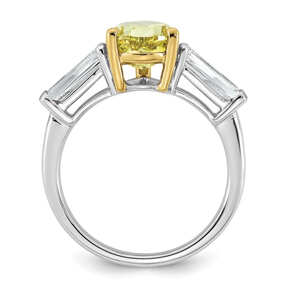 Emma Grace 14K Two-Tone 4 1/3 carat Certified Lab Grown Diamond VS+ Pear Vivid Yellow & VS+ F+ Baguette Complete Ring