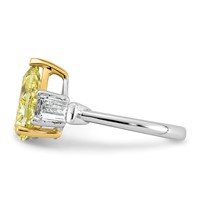 Emma Grace 14K Two-Tone 4.33 Carat Certified Lab Grown Diamond VS+ Pear Vivid Yellow & VS+ F+ Baguette Complete Ring view 3