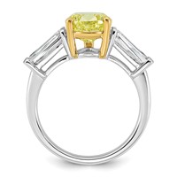 Emma Grace 14K Two-Tone 4.88 Carat Certified Lab Grown Diamond VS+ Pear Vivid Yellow & VS+ F+ Baguette Complete Ring view 2
