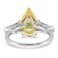 Emma Grace 14K Two-Tone 4.88 Carat Certified Lab Grown Diamond VS+ Pear Vivid Yellow & VS+ F+ Baguette Complete Ring view 5