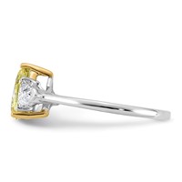 Emma Grace 14K Two-Tone 1.38 Carat Certified Lab Grown Diamond VS+ Pear Vivid Yellow & VS+ F+ Triangle Complete Ring view 3