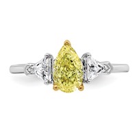 Emma Grace 14K Two-Tone 1.38 Carat Certified Lab Grown Diamond VS+ Pear Vivid Yellow & VS+ F+ Triangle Complete Ring view 4