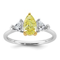 Emma Grace 14K Two-Tone 1.38 Carat Certified Lab Grown Diamond VS+ Pear Vivid Yellow & VS+ F+ Triangle Complete Ring view 1
