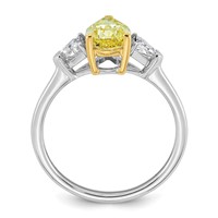 Emma Grace 14K Two-Tone 1.88 Carat Certified Lab Grown Diamond VS+ Pear Vivid Yellow & VS+ F+ Triangle Complete Ring view 2