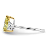Emma Grace 14K Two-Tone 1.88 Carat Certified Lab Grown Diamond VS+ Pear Vivid Yellow & VS+ F+ Triangle Complete Ring view 3