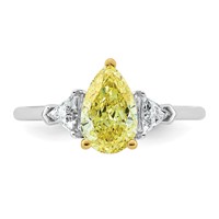 Emma Grace 14K Two-Tone 1.88 Carat Certified Lab Grown Diamond VS+ Pear Vivid Yellow & VS+ F+ Triangle Complete Ring view 4