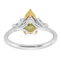 Emma Grace 14K Two-Tone 1.88 Carat Certified Lab Grown Diamond VS+ Pear Vivid Yellow & VS+ F+ Triangle Complete Ring view 5