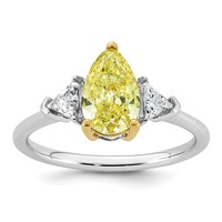 Emma Grace 14K Two-Tone 1.88 Carat Certified Lab Grown Diamond VS+ Pear Vivid Yellow & VS+ F+ Triangle Complete Ring view 1