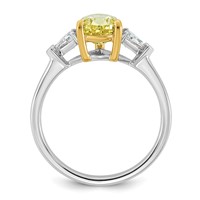 Emma Grace 14K Two-Tone 2.38 Carat Certified Lab Grown Diamond VS+ Pear Vivid Yellow & VS+ F+ Triangle Complete Ring view 2