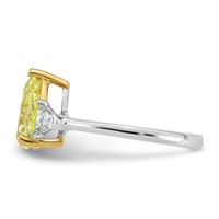Emma Grace 14K Two-Tone 2.38 Carat Certified Lab Grown Diamond VS+ Pear Vivid Yellow & VS+ F+ Triangle Complete Ring view 3
