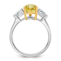 Emma Grace 14K Two-Tone 3 Carat Certified Lab Grown Diamond VS+ Pear Vivid Yellow & VS+ F+ Triangle Complete Ring view 2