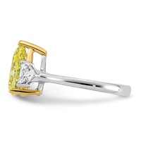 Emma Grace 14K Two-Tone 3 Carat Certified Lab Grown Diamond VS+ Pear Vivid Yellow & VS+ F+ Triangle Complete Ring view 3