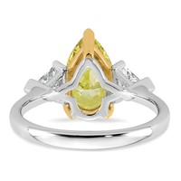 Emma Grace 14K Two-Tone 3 Carat Certified Lab Grown Diamond VS+ Pear Vivid Yellow & VS+ F+ Triangle Complete Ring view 5