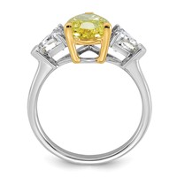 Emma Grace 14K Two-Tone 4 Carat Certified Lab Grown Diamond VS+ Pear Vivid Yellow & VS+ F+ Triangle Complete Ring view 2