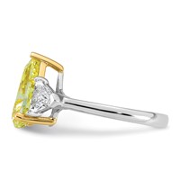 Emma Grace 14K Two-Tone 4 Carat Certified Lab Grown Diamond VS+ Pear Vivid Yellow & VS+ F+ Triangle Complete Ring view 3