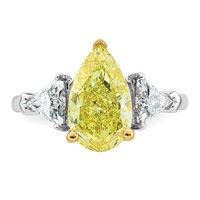 Emma Grace 14K Two-Tone 4 Carat Certified Lab Grown Diamond VS+ Pear Vivid Yellow & VS+ F+ Triangle Complete Ring view 4