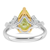 Emma Grace 14K Two-Tone 4 Carat Certified Lab Grown Diamond VS+ Pear Vivid Yellow & VS+ F+ Triangle Complete Ring view 5