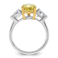 Emma Grace 14K Two-Tone 4.62 Carat Certified Lab Grown Diamond VS+ Pear Vivid Yellow & VS+ F+ Triangle Complete Ring view 2