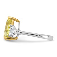 Emma Grace 14K Two-Tone 4.62 Carat Certified Lab Grown Diamond VS+ Pear Vivid Yellow & VS+ F+ Triangle Complete Ring view 3